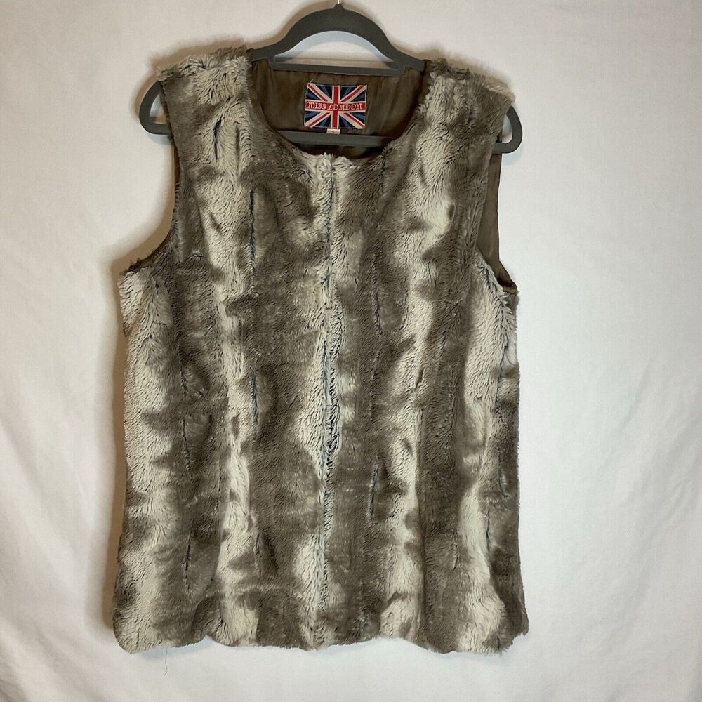 Miss London Vintage Faux Fur Vest Size Large